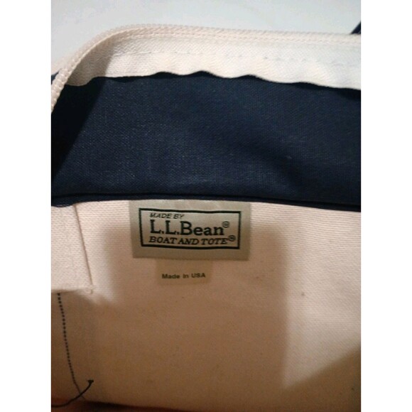 LL Bean Boat & Tote Bag USA Made Canvas Blue Zipper CBA Custom Monogram Small - Picture 10 of 14